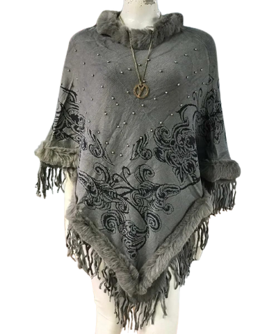Floral Print Cape Shawl