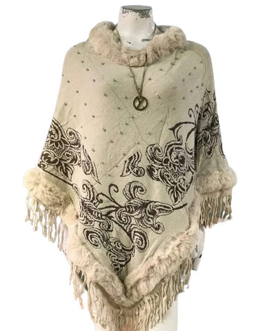 Floral Print Cape Shawl