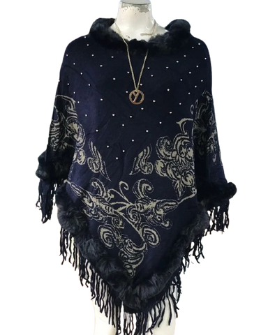 Floral Print Cape Shawl