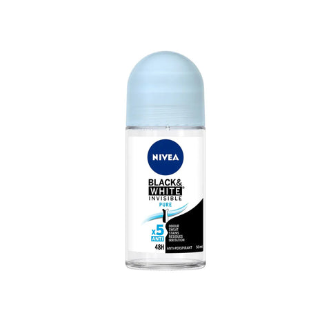 NIVEA DEODRANT ROLL ON WOMEN BLACK & WHITE INVISIBLE PURE 50ML
