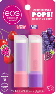 eos FlavorLab Pops! Lip Balm- Electric Cherry & Grape Fizz, Limited-Edition, 0.14 oz, 2-Pack