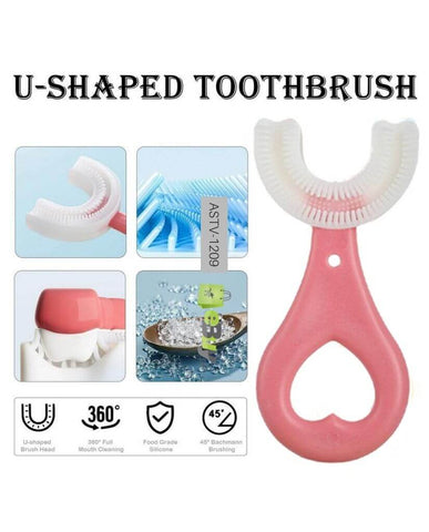 Home.Co- U Shaped Food Grade Silicon Baby Tooth Brush (Pink)