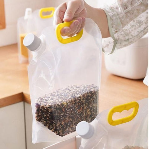 3L Transparent Stand-Up Cereals Nozzle Storage Bag DIY