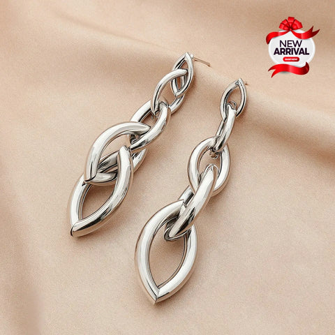 Luxury Silver Metal Chain Style Earrings