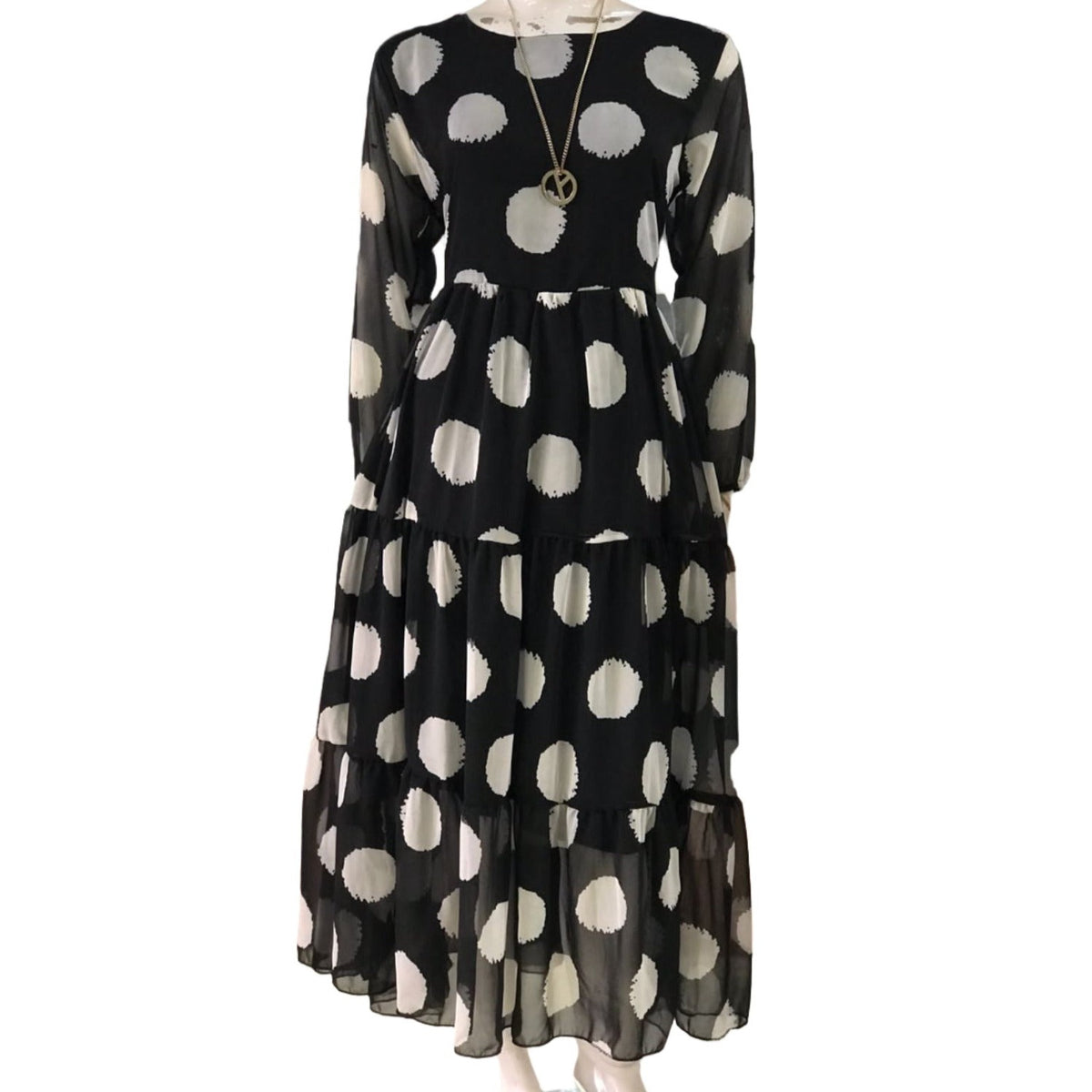 Chiffon Big Dots Print Dress