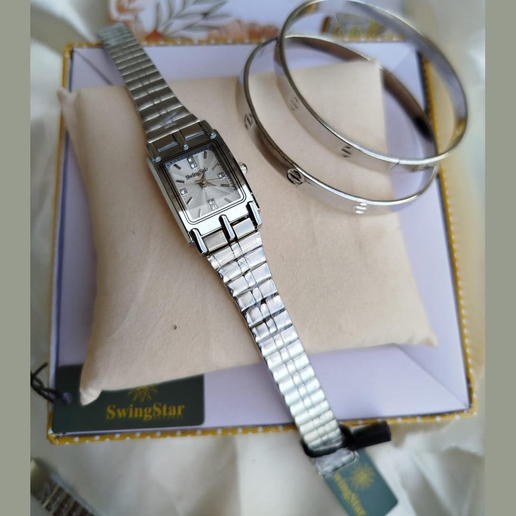 SWINGSTAR LADIES WATCH  STAINLESS STEEL CHAIN WATCH  WITH 2 BENGAL