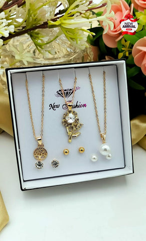 Beautiful Fancy Golden 3 Locket & 3 pair of studs Set