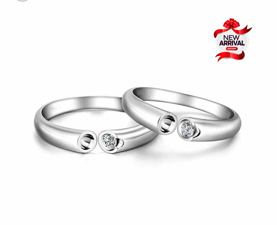 Beautiful Fancy Silver Different Design 2pcs Couple Ring