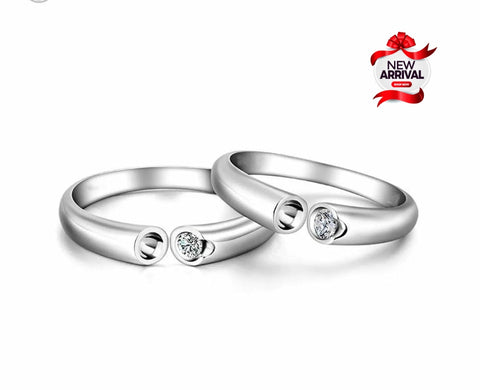 Beautiful Fancy Silver Different Design 2pcs Couple Ring