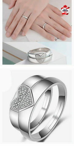 Beautiful Fancy Silver Different Design 2pcs Couple Ring