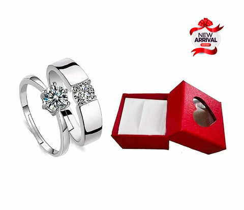 Beautiful Fancy Silver Different Design 2pcs Couple Ring