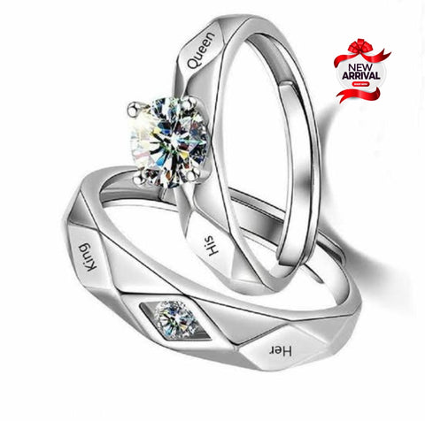 Beautiful Fancy Silver Different Design 2pcs Couple Ring