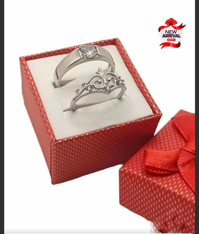 Beautiful Fancy Silver Different Design 2pcs Couple Ring