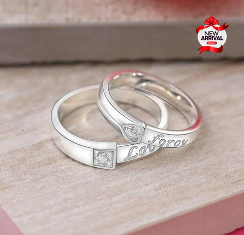 Beautiful Fancy Silver Different Design 2pcs Couple Ring