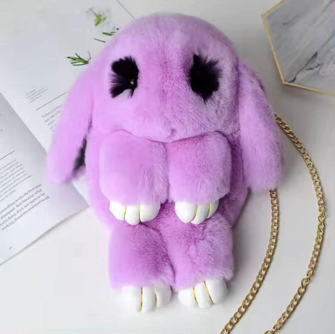 New Rabbit Fur Bag With Long Chain