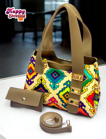 New 3 Lock 2 Pcs HandBag Set For Girls