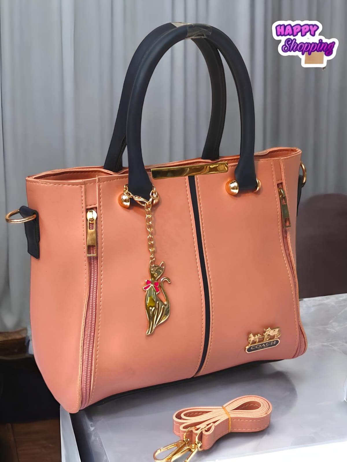 Coach High Quality Shoulder Bag For Girls With Imported Keychain