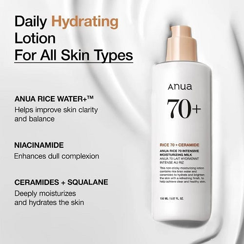 ANUA - Rice 70 Intensive Moisturizing Milk Lotion - 150ML - Spireclick