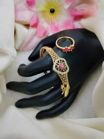 Elegant Fancy Zircon Gold plated Bangel & Ring Set