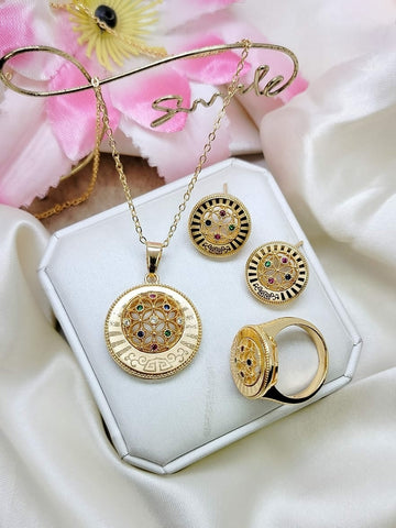 New Delicate fancy Zircon Combo 3pcs Round Shape Set