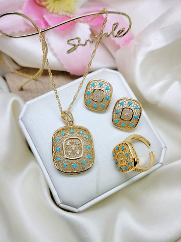 New fabulous Fancy Square Zircon Combo 3pcs Set