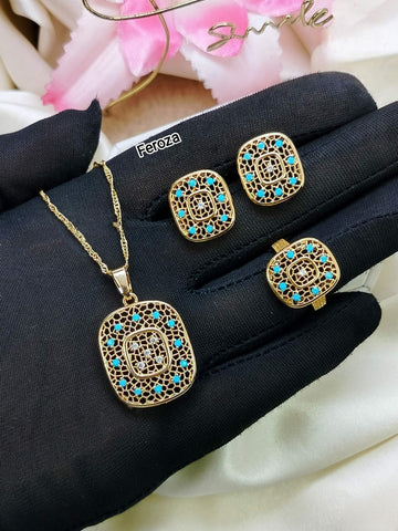 New fabulous Fancy Square Zircon Combo 3pcs Set