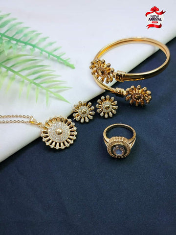 New fabulous Beautiful Fancy zircon 4 pcs Gold plated Set 4 Girls