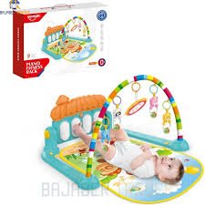 Cartoon Baby Play Mat with Fitness Frame Piano Keyboards Activity Gym Play Mat with Pendant Toy Early Education Blanket, Mushroom - Spireclick