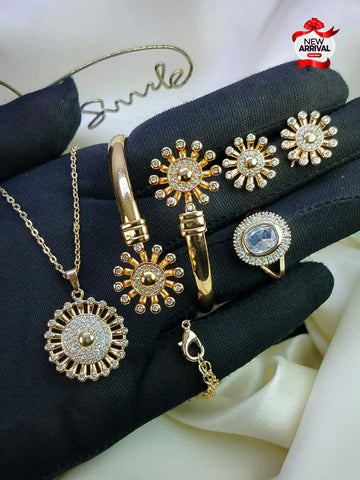 New fabulous Beautiful Fancy zircon 4 pcs Gold plated Set 4 Girls