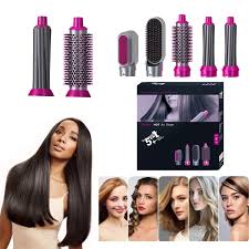 5 In 1 Hair Dryer Straightener Curler Electric Hair Comb Hair Curling Wand Detachable Brush
