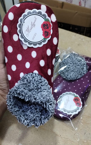 Flertigua Socks - Cozy Polka Dot Slipper Socks with Plush Lining