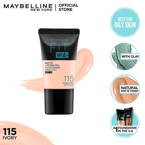 Maybelline New York Fit Me Liquid Foundation Matte & Poreless Tube 115 Ivory 18 ml