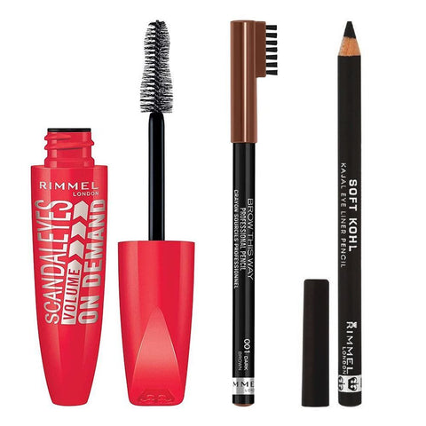 Rimmel Gift Set Volume On Demand Mascara + Eye Liner + Eyebrow Pencil