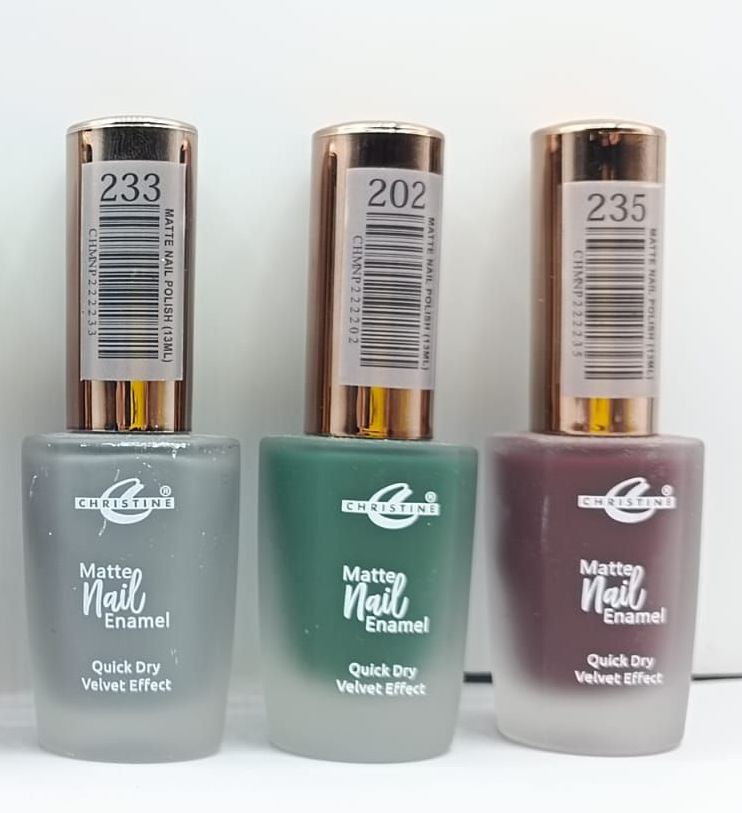 Christine Matte Nail Enamel Pack of 3 Multi Colors (Matte Nail Polishes)