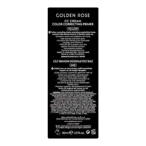 C-C Cream Color Correcting Primer - Yellow - Golden Rose Cosmetics Pakistan.