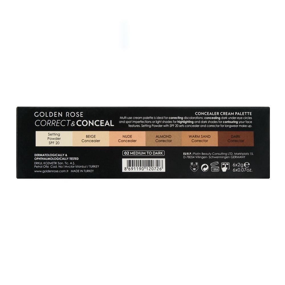 CORRECT&CONCEAL Concealer Cream Palette - Golden Rose Cosmetics Pakistan.