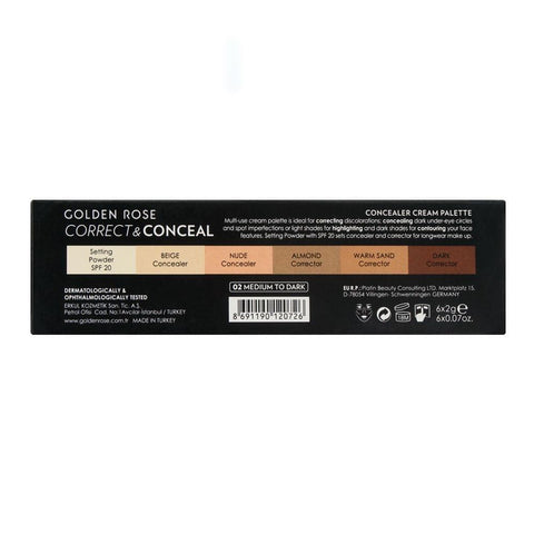 CORRECT&CONCEAL Concealer Cream Palette - Golden Rose Cosmetics Pakistan.