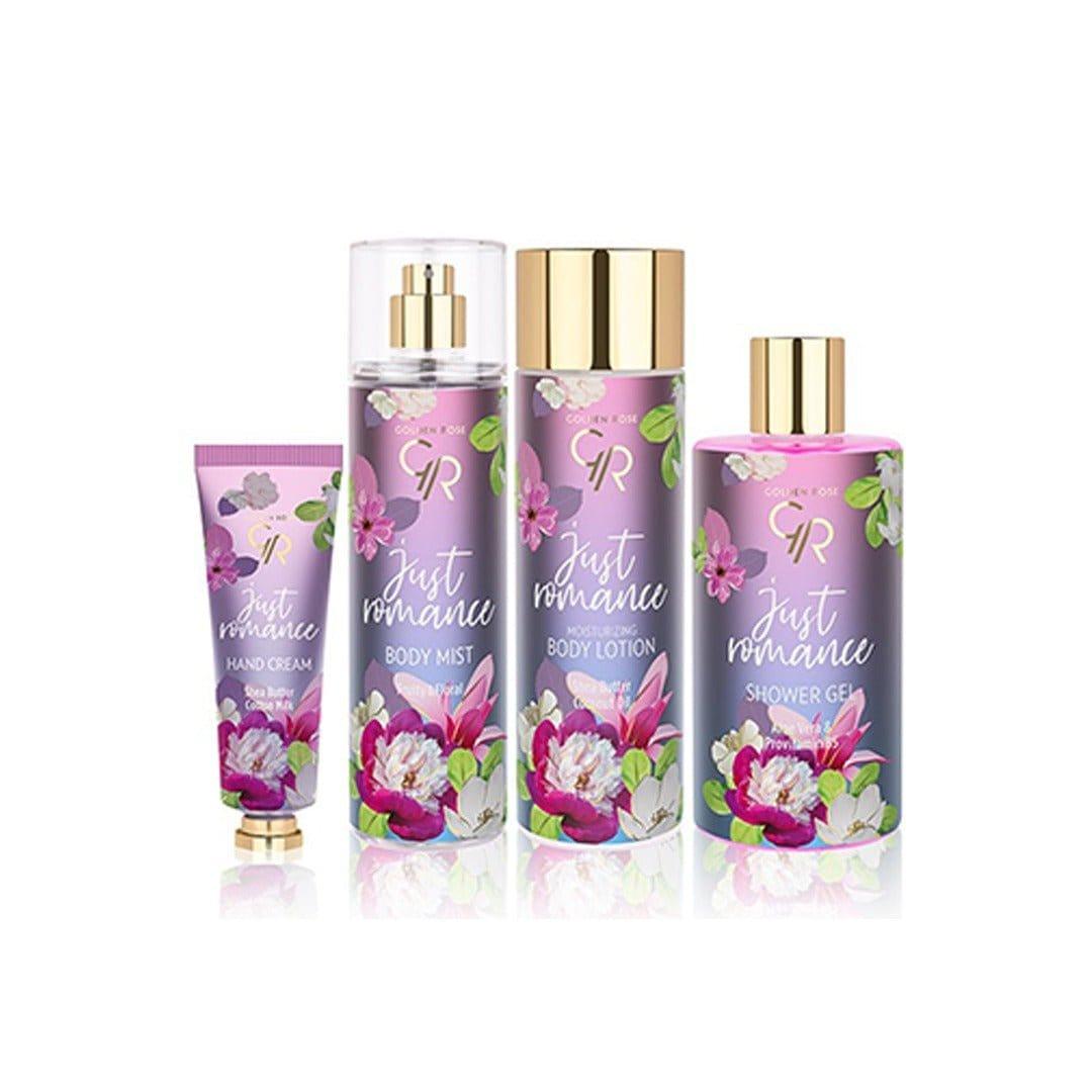 JUST ROMANCE (Gift set )Hand cream. Body Mist. Body lotion. Shower Gel. - Golden Rose Cosmetics Pakistan.