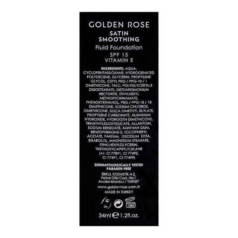 Satin Smoothing Fluid Foundation - Golden Rose Cosmetics Pakistan.